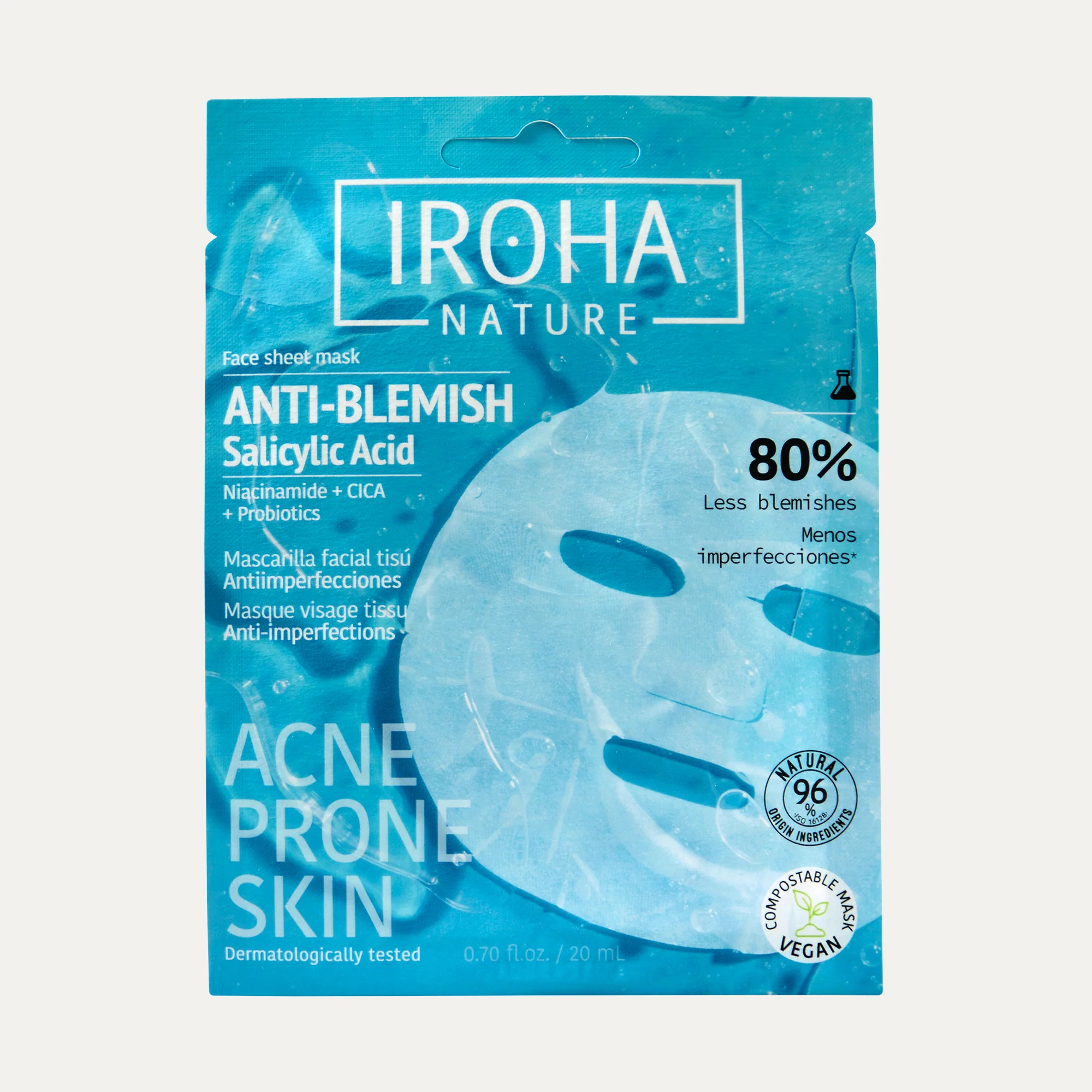 ANTIBLEMISH-01.webp Iroha - Anti-Blemish Face Sheet Mask with Salicylic Acid - Image 1