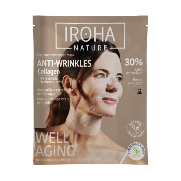 IROHA Anti-Wrinkles Face & Neck Sheet Mask with Collagen