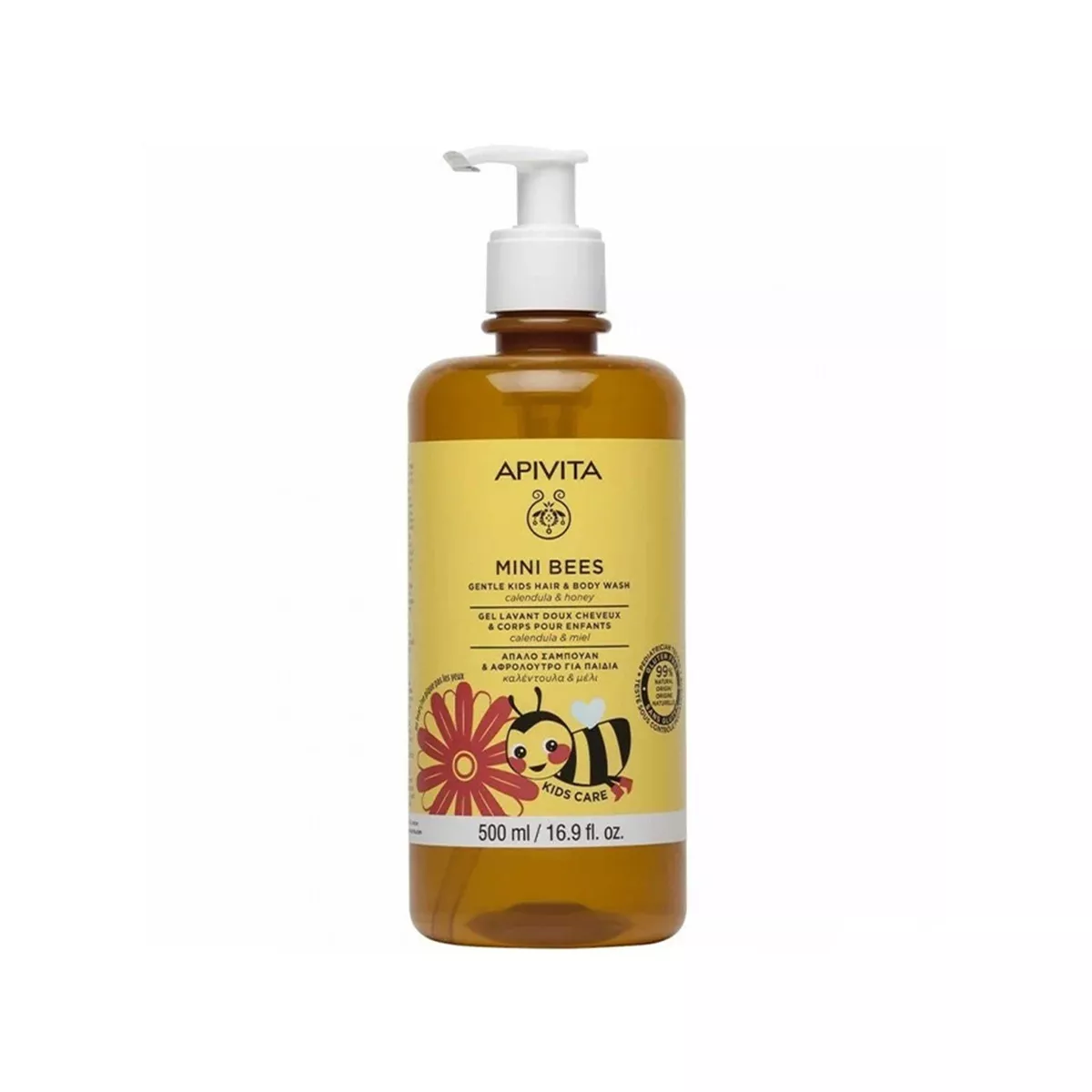 apivita-mini-bees-hair-and-body-wash.webp Apivita - Mini Bees Shampoo Gel Delicate for Children - Image 1