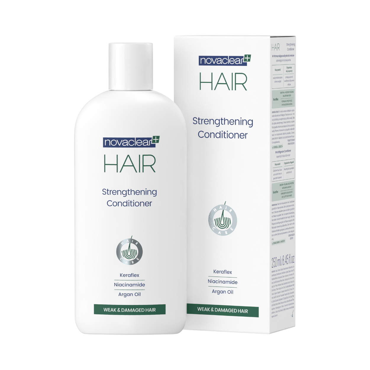 novaclear-hair-strengthening-conditioner-keraflex-niacinamide-organic-argan-oil-250ml-box Novaclear - Strengthening Conditioner - Image 1